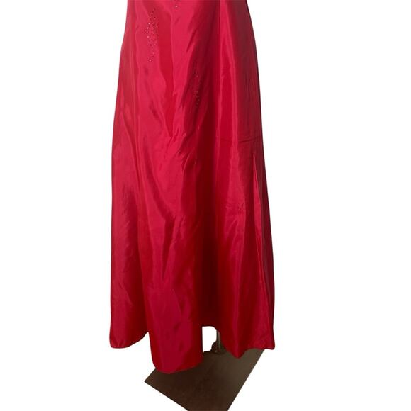 Vintage Scott McClintock Strapless Gown Size 8 Red Formal Rhinestone Taffeta - Picture 8 of 12